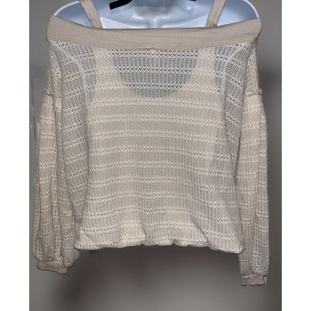 Free People XS/TP Sistine Hacci Knit Top Cold Shoulder Cream Womens Boho - Picture 3 of 15